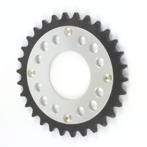 Achtertandwiel 420 Dax/ZB/PBR met 4 gaten CNC 7075 Alu/Staal