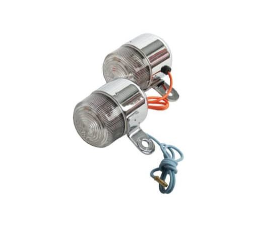 Set Old style knipperlichten chrome wit glas