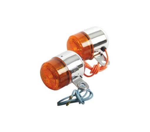 Set Old style knipperlichten chrome oranje glas