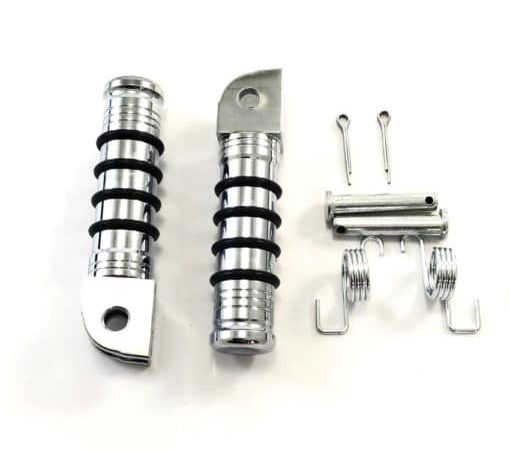 Voetsteunen chrome/zwart met rubber