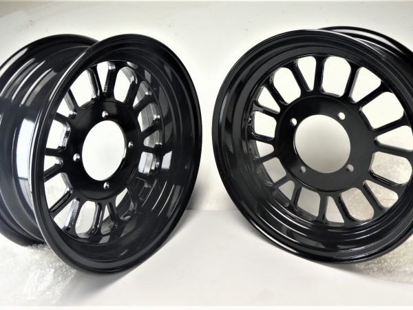 Alu velgen set zwart 2.75 en 3.50 x 10 inch Tubeless