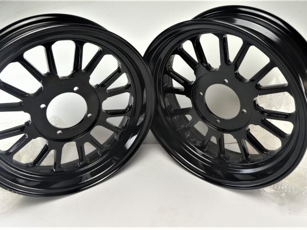 Alu velgen set zwart 2.75 en 3.50 x 12 inch Tubeless