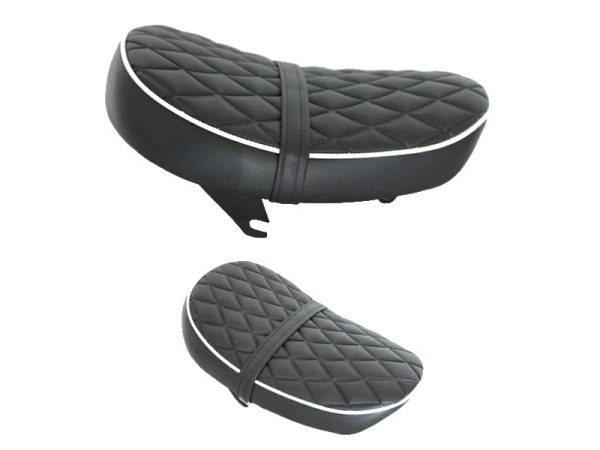 Monkey zadel diamond low zwart met witte bies