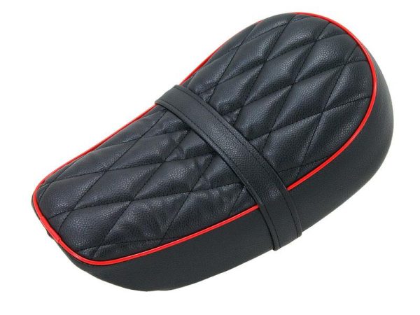 Monkey zadel diamond low zwart met rode bies